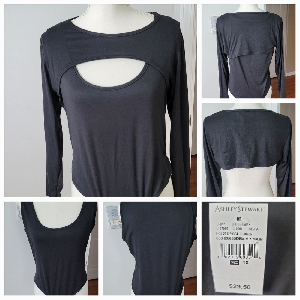 Black Body Suit with Crop Top